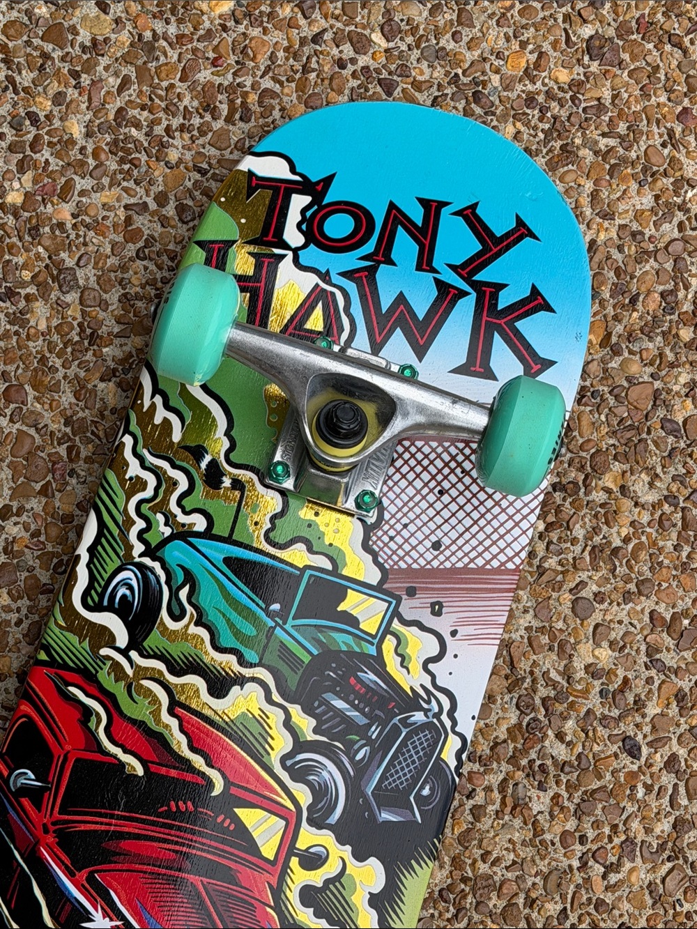 Tony Hawk Black Skateboard Deck with Teal Logo and Red Hardware - Picture 6 of 17